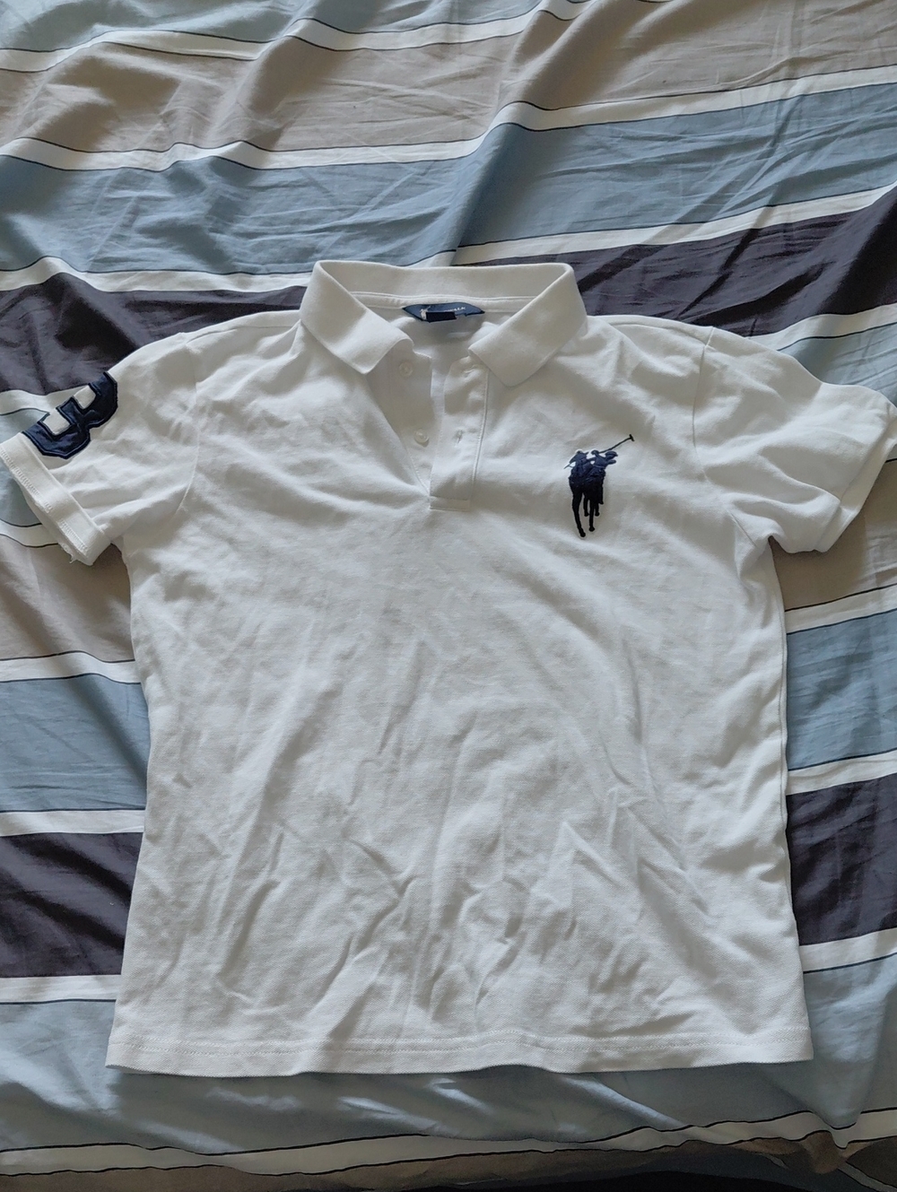 Polo by Ralph Lauren White Kids Short-Sleeve Polo with Navy Logo